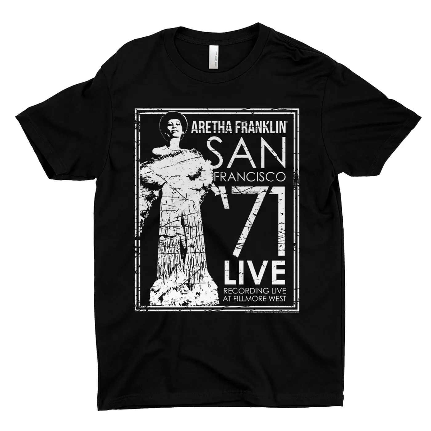 Aretha Franklin T-Shirt | Live In San Francisco 1971 Distressed (Merchbar Exclusive) Aretha Franklin Shirt