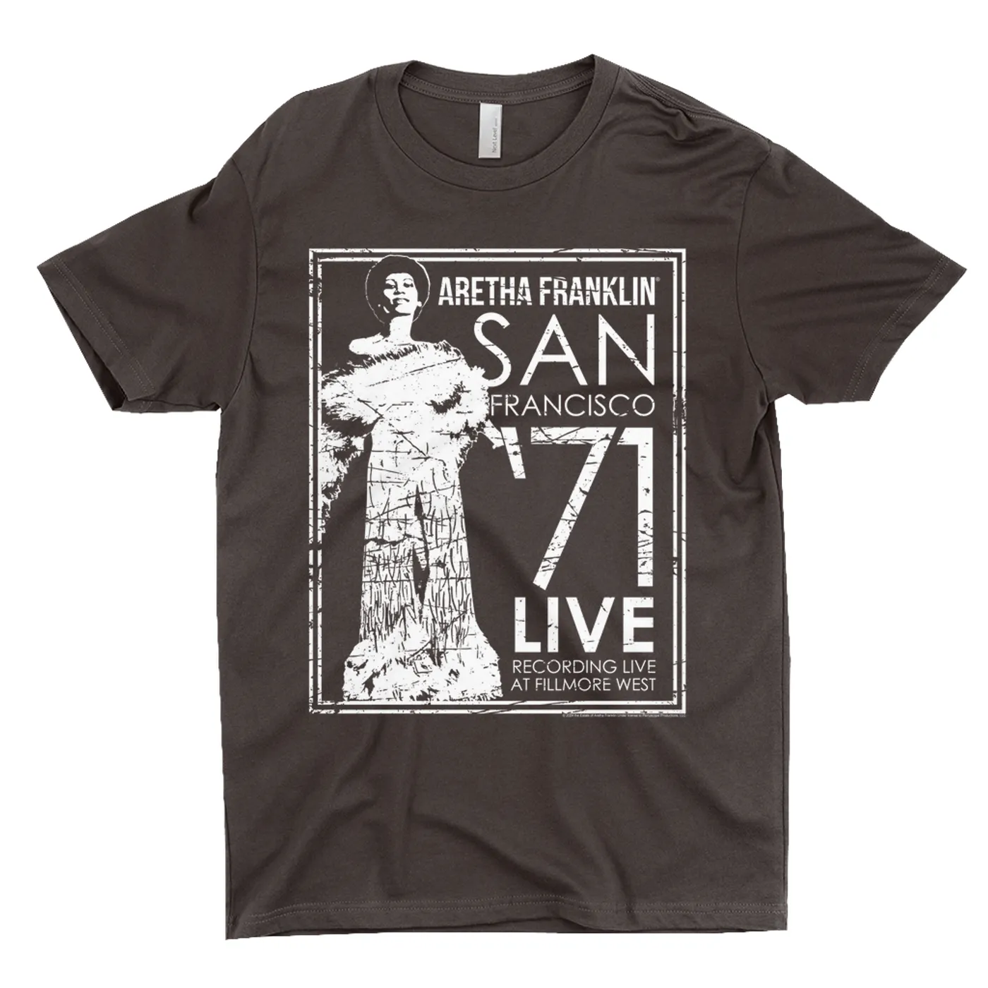 Aretha Franklin T-Shirt | Live In San Francisco 1971 Distressed (Merchbar Exclusive) Aretha Franklin Shirt