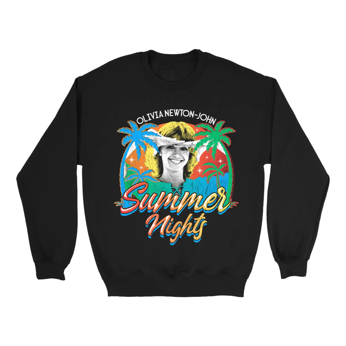 Olivia Newton-John Sweatshirt | Retro Summer Nights Distressed (Merchbar Exclusive) Olivia Newton John Sweatshirt