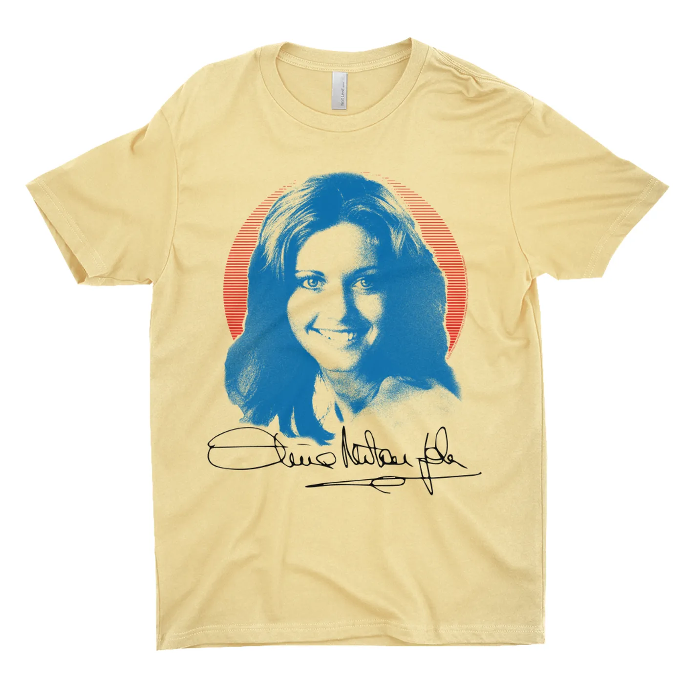 Olivia Newton-John T-Shirt | Blue Distressed Monochrome Image Olivia Newton John Shirt