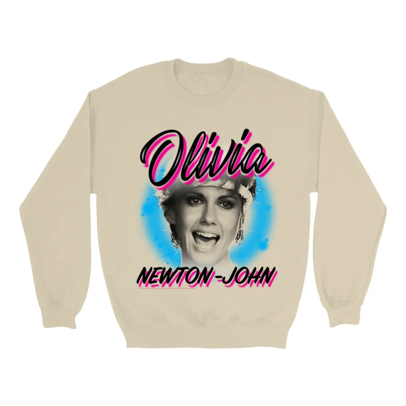 Olivia Newton-John Sweatshirt | 80's Airbrush Logo Olivia Newton John Sweatshirt