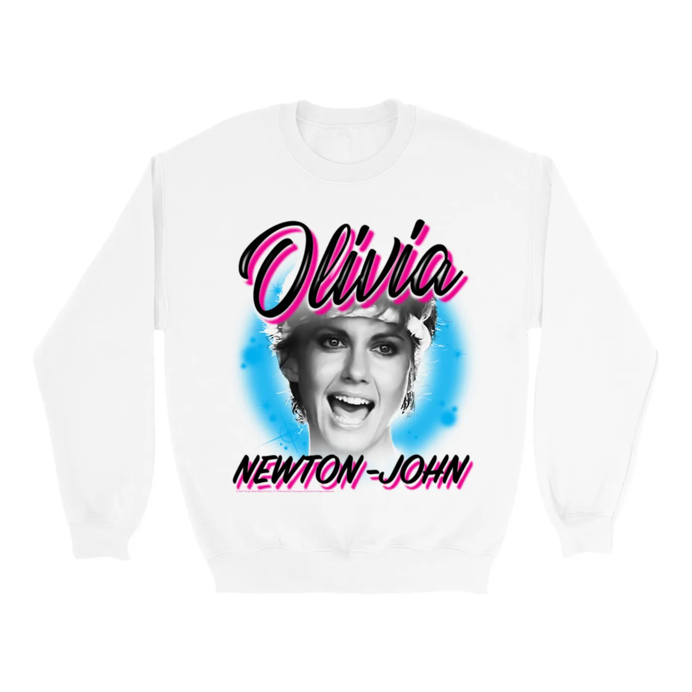Olivia Newton-John Sweatshirt | 80's Airbrush Logo Olivia Newton John Sweatshirt