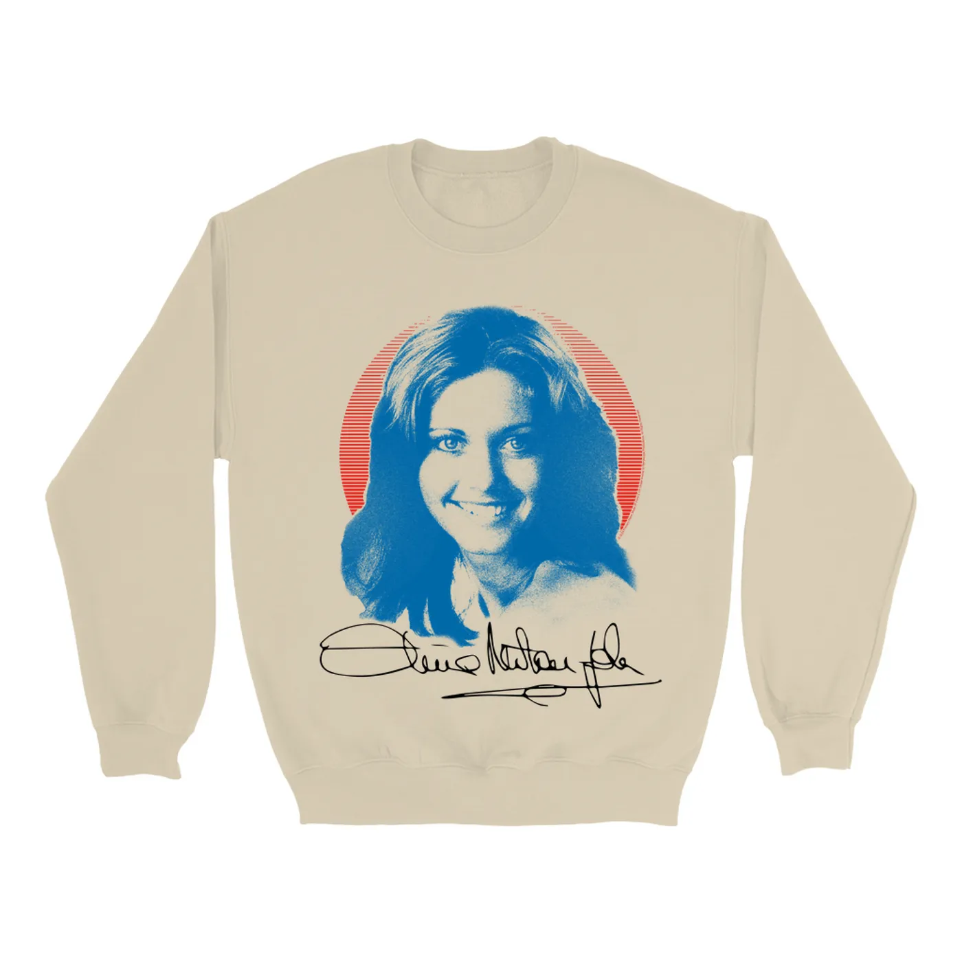 Olivia Newton-John Sweatshirt | Blue Distressed Monochrome Image Olivia Newton John Sweatshirt