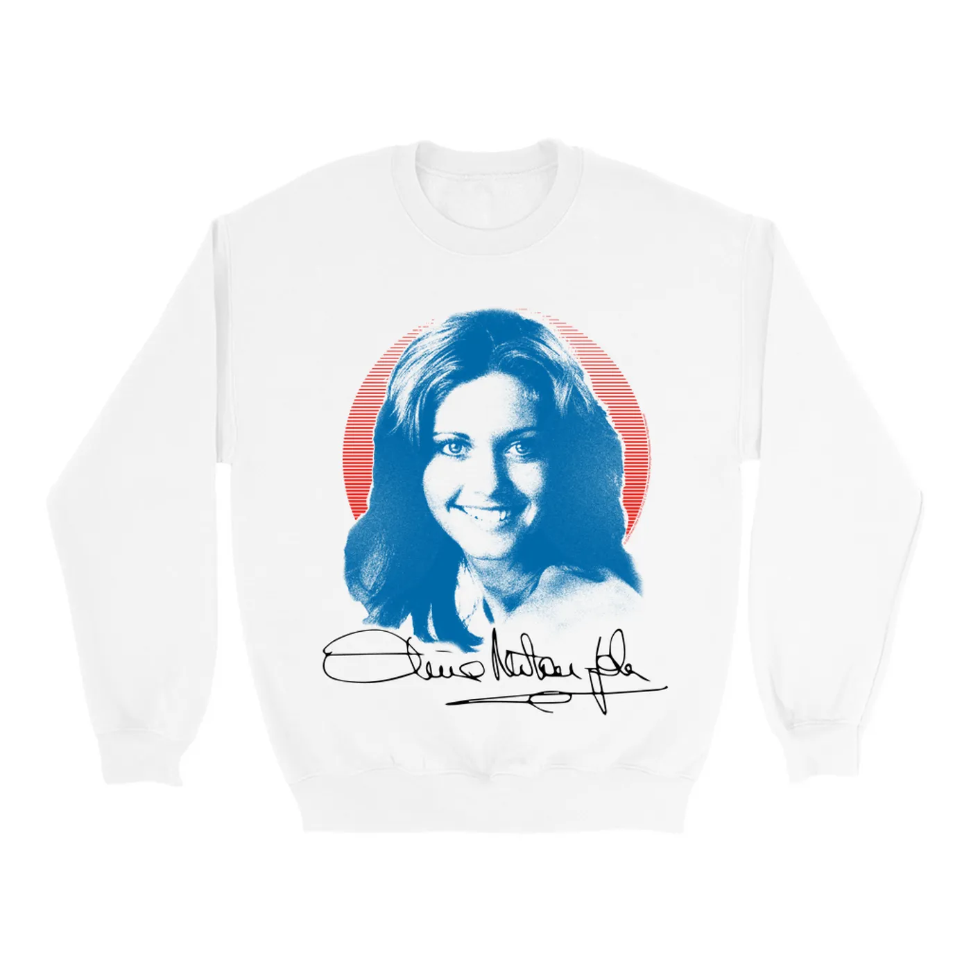 Olivia Newton-John Sweatshirt | Blue Distressed Monochrome Image Olivia Newton John Sweatshirt