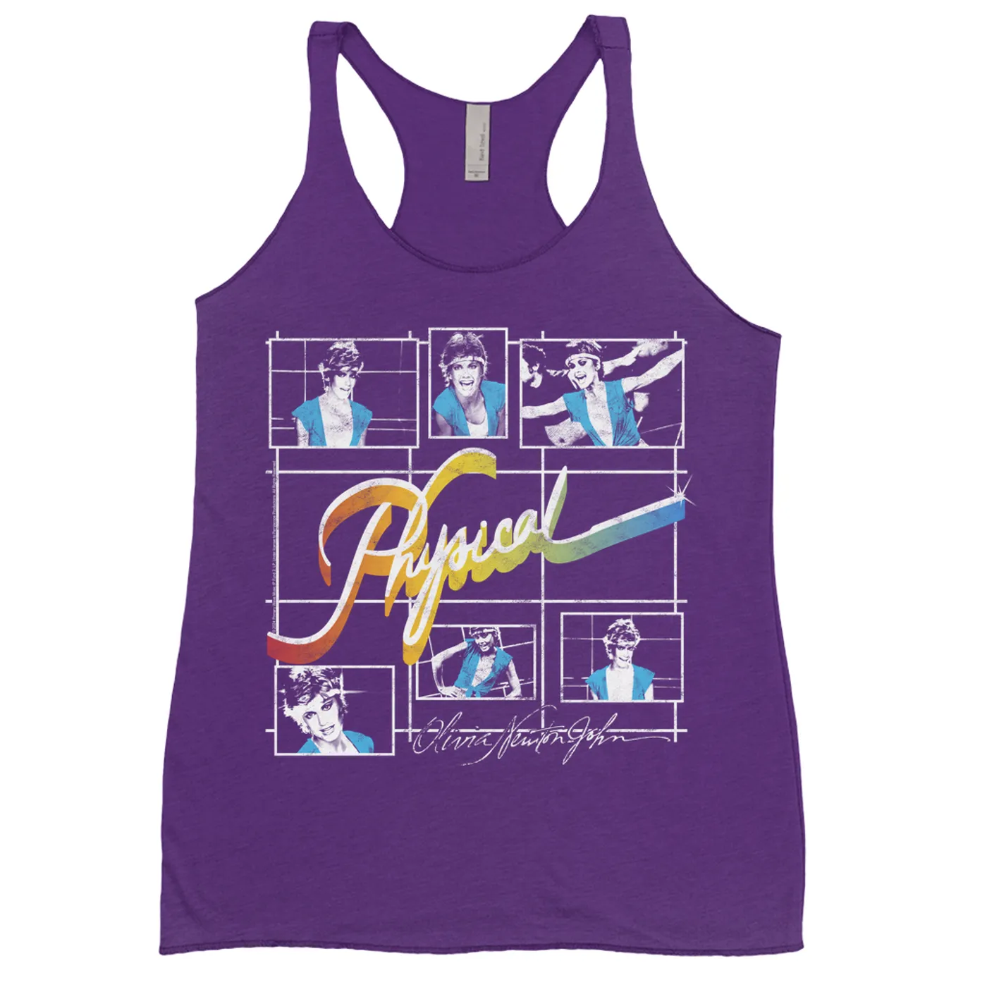 Olivia Newton-John Ladies' Tank Top | Colorful Ombre Physical Collage Distressed (Merchbar Exclusive) Olivia Newton John Shirt
