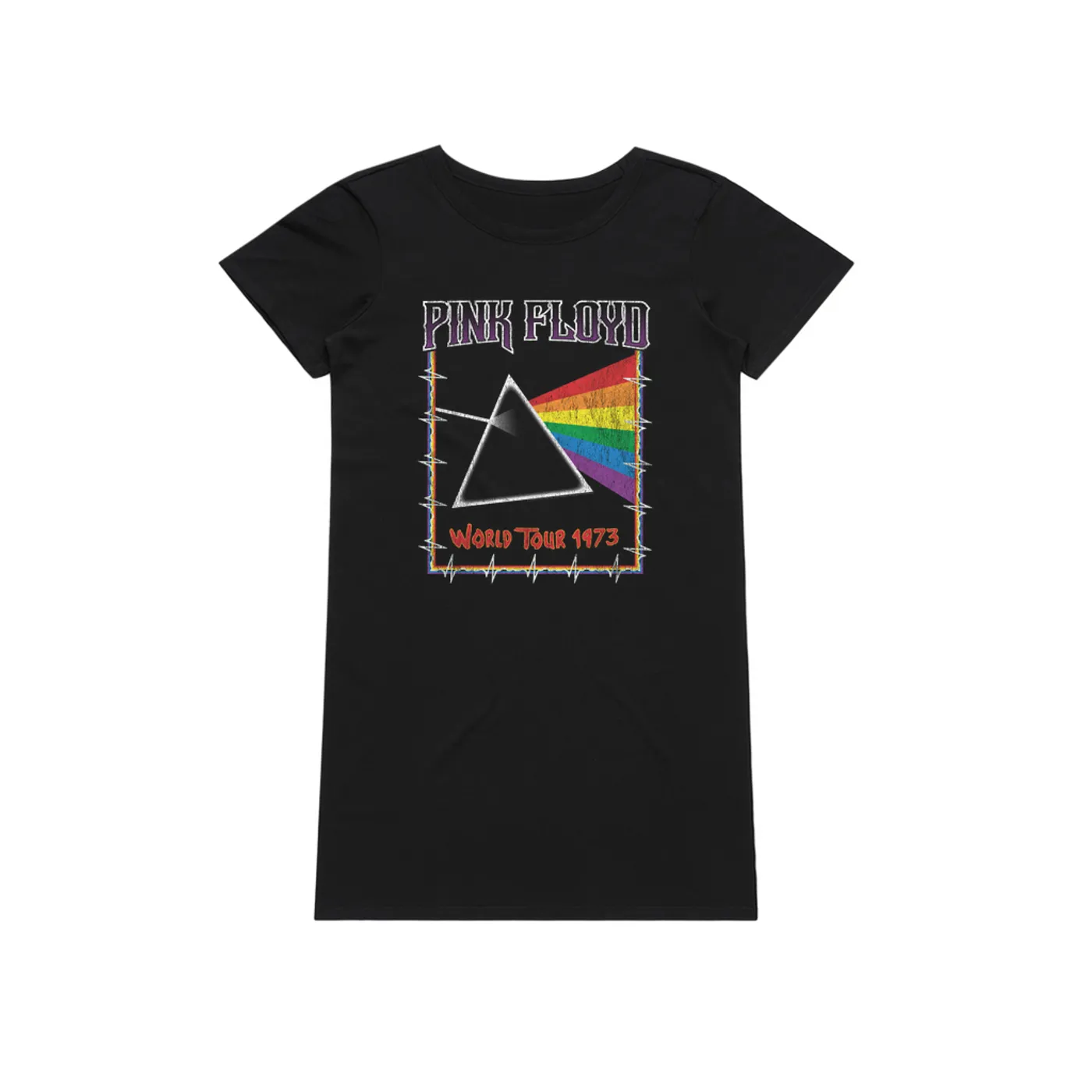 Pink Floyd Dress | World Tour 1980 Prism Design Distressed (Merchbar Exclusive) Pink Floyd T-Shirt Dress