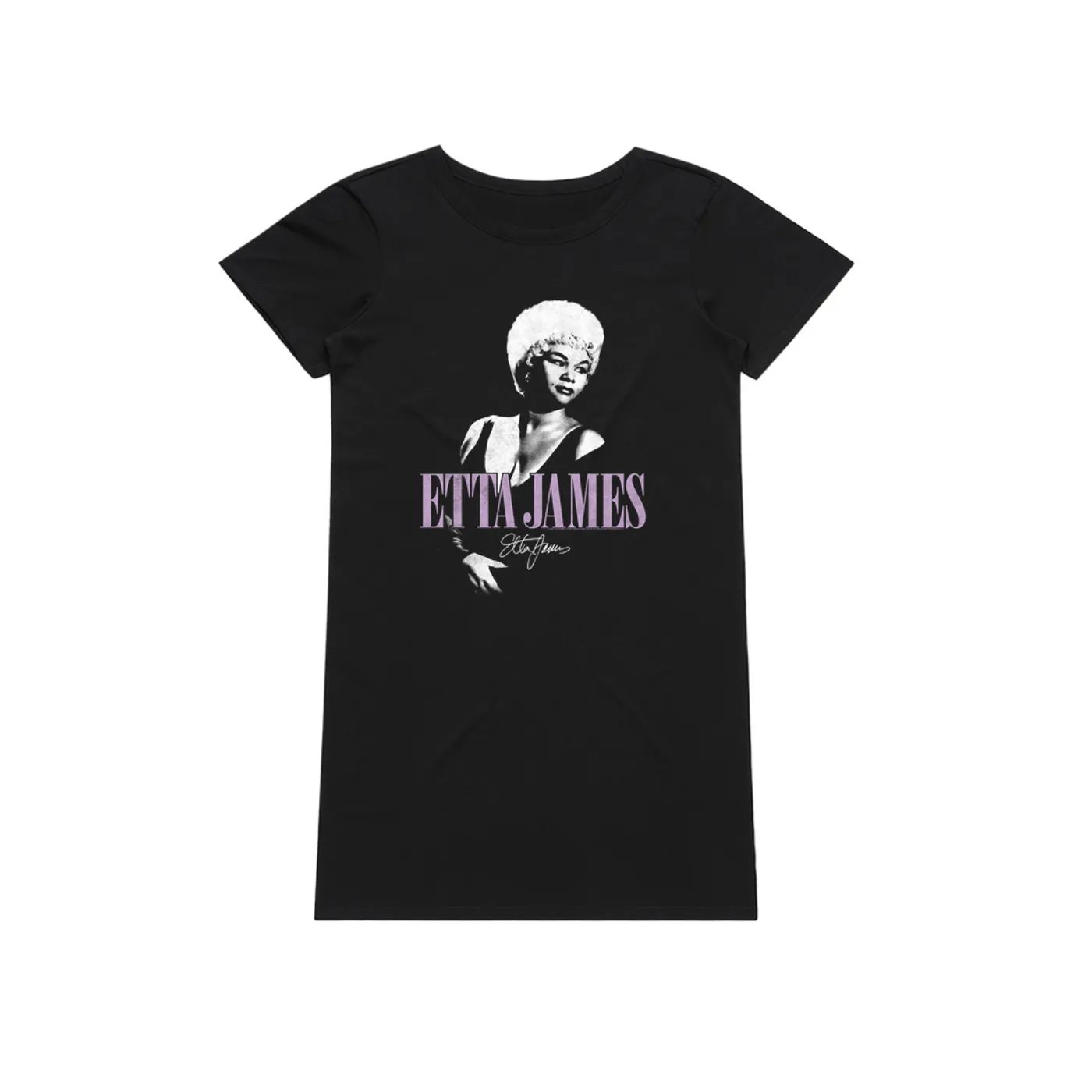 Etta James Dress | Circa 1965 Purple Image With Signature Etta James T-Shirt Dress
