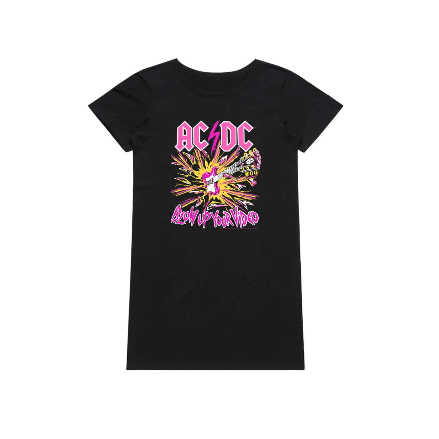 AC/DC Dress | Blow Up Your Video Neon Design ACDC T-Shirt Dress