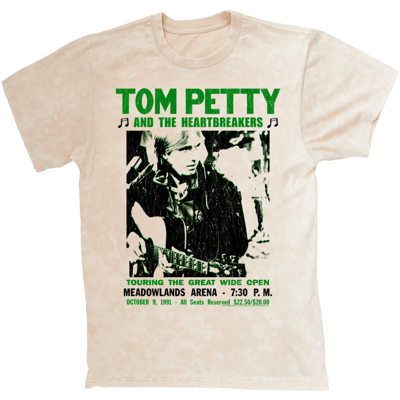 Tom Petty and the Heartbreakers T-shirt | Meadow Lands Arena 1991 Concert Tom Petty Mineral Wash Shirt