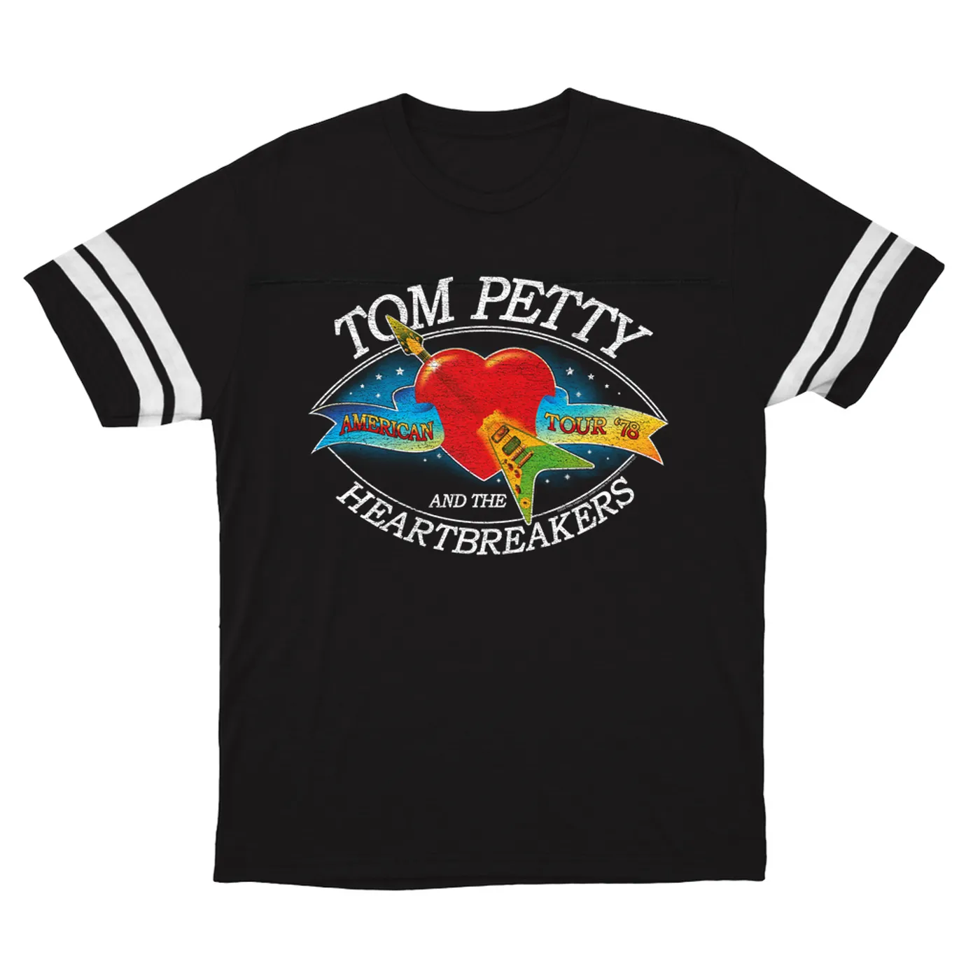 Tom Petty and the Heartbreakers T-Shirt | American Tour '78 Logo Distressed Tom Petty Football Shirt