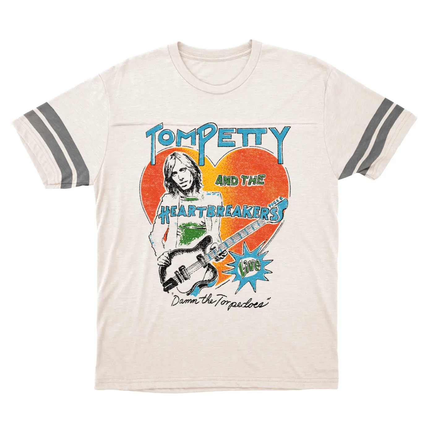 Tom Petty and the Heartbreakers T-Shirt | LIVE! Damn The Torpedoes Distressed Tom Petty Football Shirt