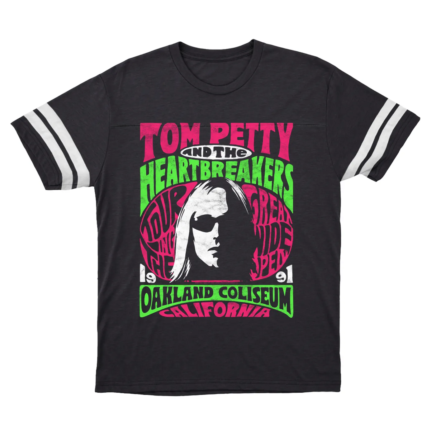 Tom Petty and the Heartbreakers T-Shirt | Touring The Great Wide Open Oakland California (Merchbar Exclusive) Tom Petty Football Shirt