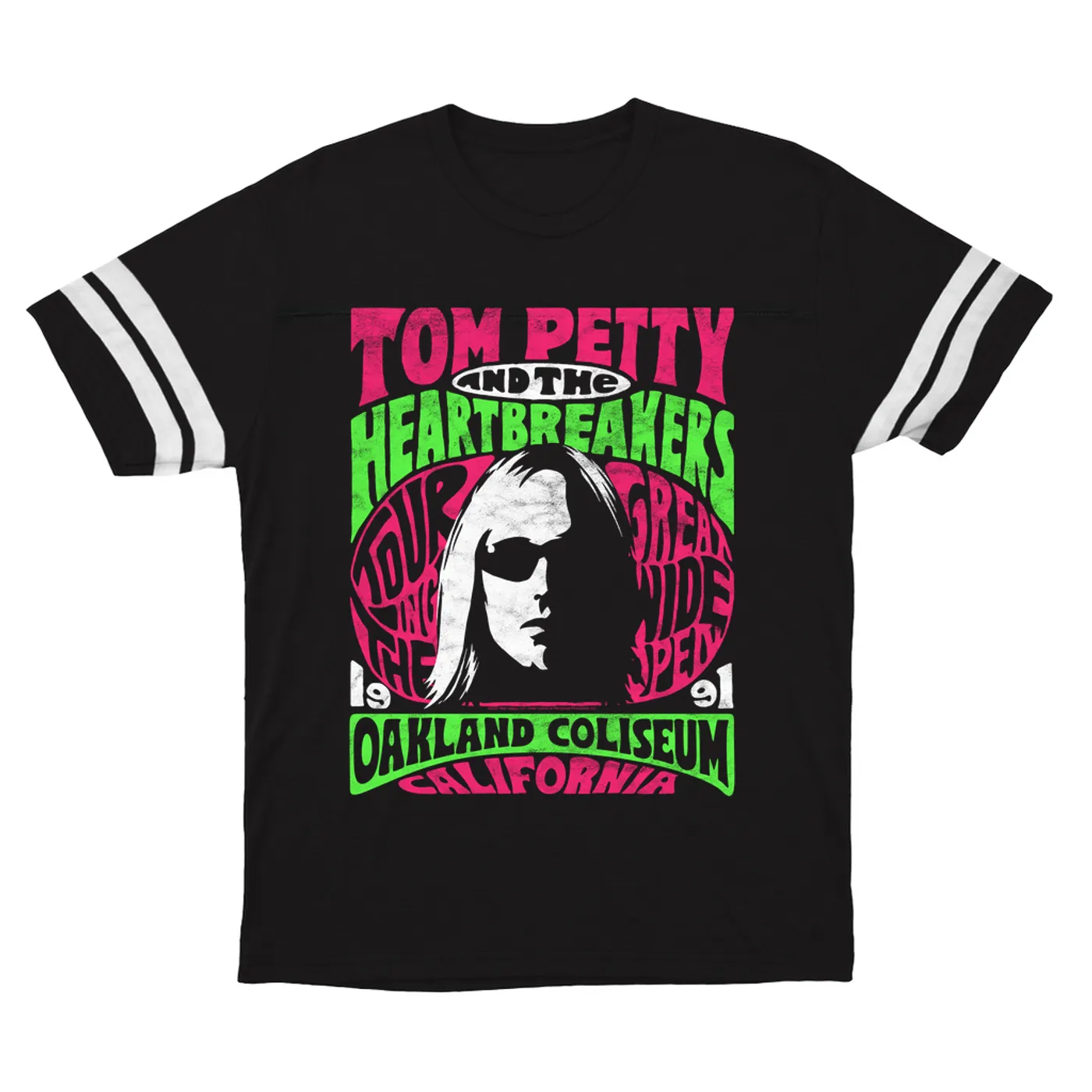 Tom Petty and the Heartbreakers T-Shirt | Touring The Great Wide Open Oakland California (Merchbar Exclusive) Tom Petty Football Shirt