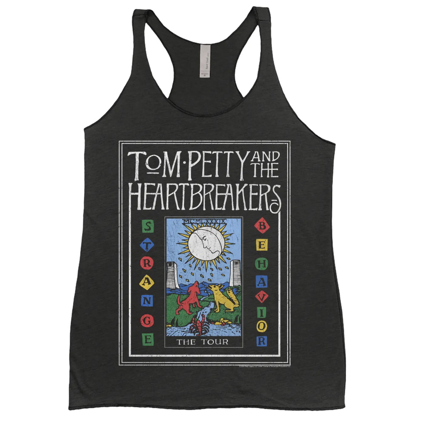 Tom Petty and the Heartbreakers Ladies' Tank Top | 1989 Strange Behavior Tour Image Distressed Tom Petty Shirt