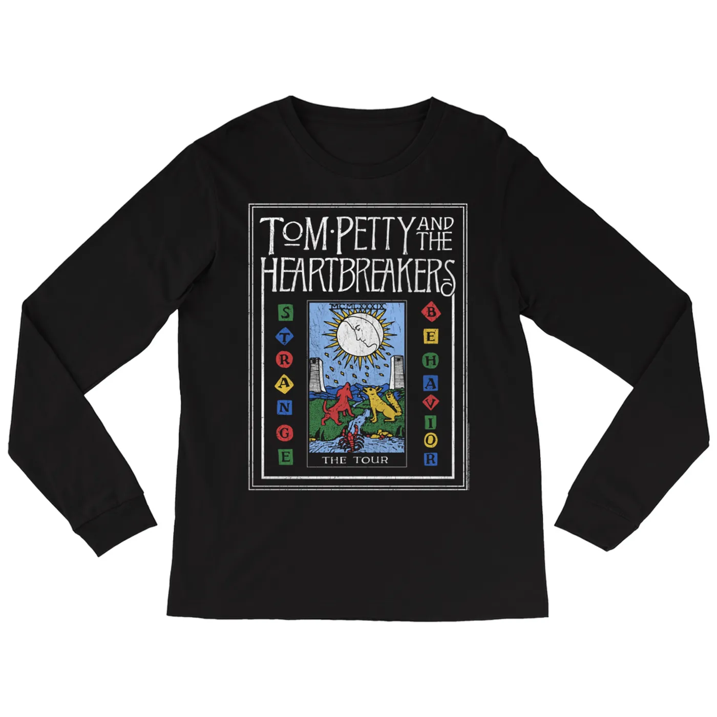 Tom Petty and the Heartbreakers Long Sleeve Shirt | 1989 Strange Behavior Tour Image Distressed Tom Petty Shirt