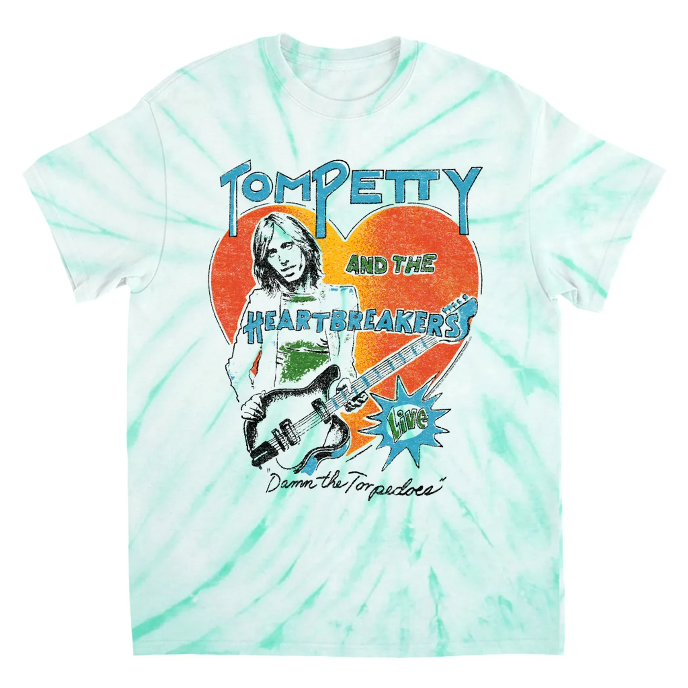Tom Petty and the Heartbreakers T-Shirt | LIVE! Damn The Torpedoes Distressed Tom Petty Tie Dye Shirt