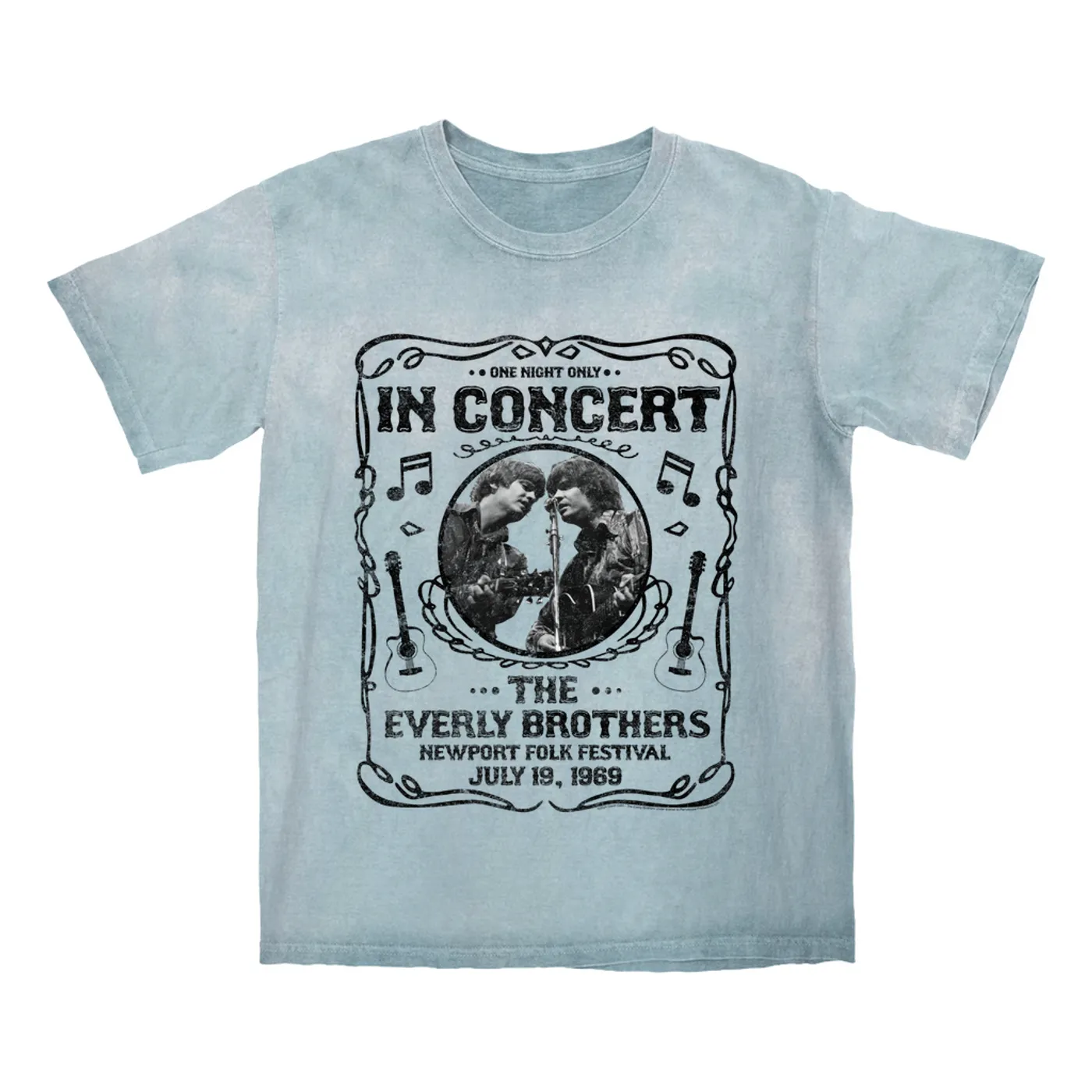 The Everly Brothers T-shirt | Newport Folk Festival Concert Distressed (Merchbar Exclusive) The Everly Brothers Color Blast Shirt