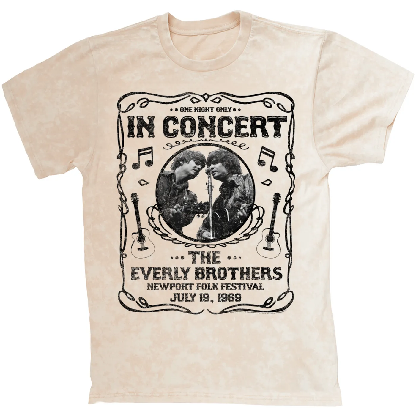 The Everly Brothers T-shirt | Newport Folk Festival Concert Distressed (Merchbar Exclusive) The Everly Brothers Mineral Wash Shirt