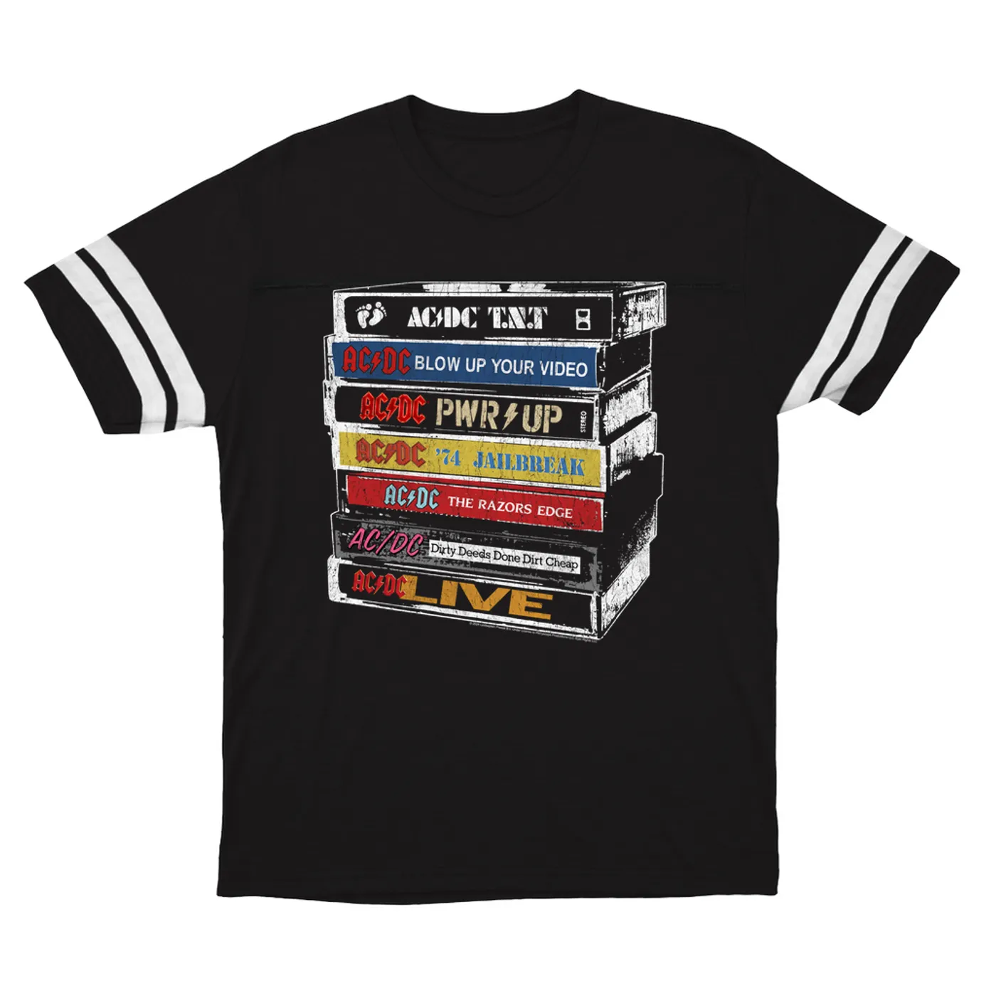 AC/DC T-Shirt | Stacked Tapes (Merchbar Exclusive) ACDC Football Shirt