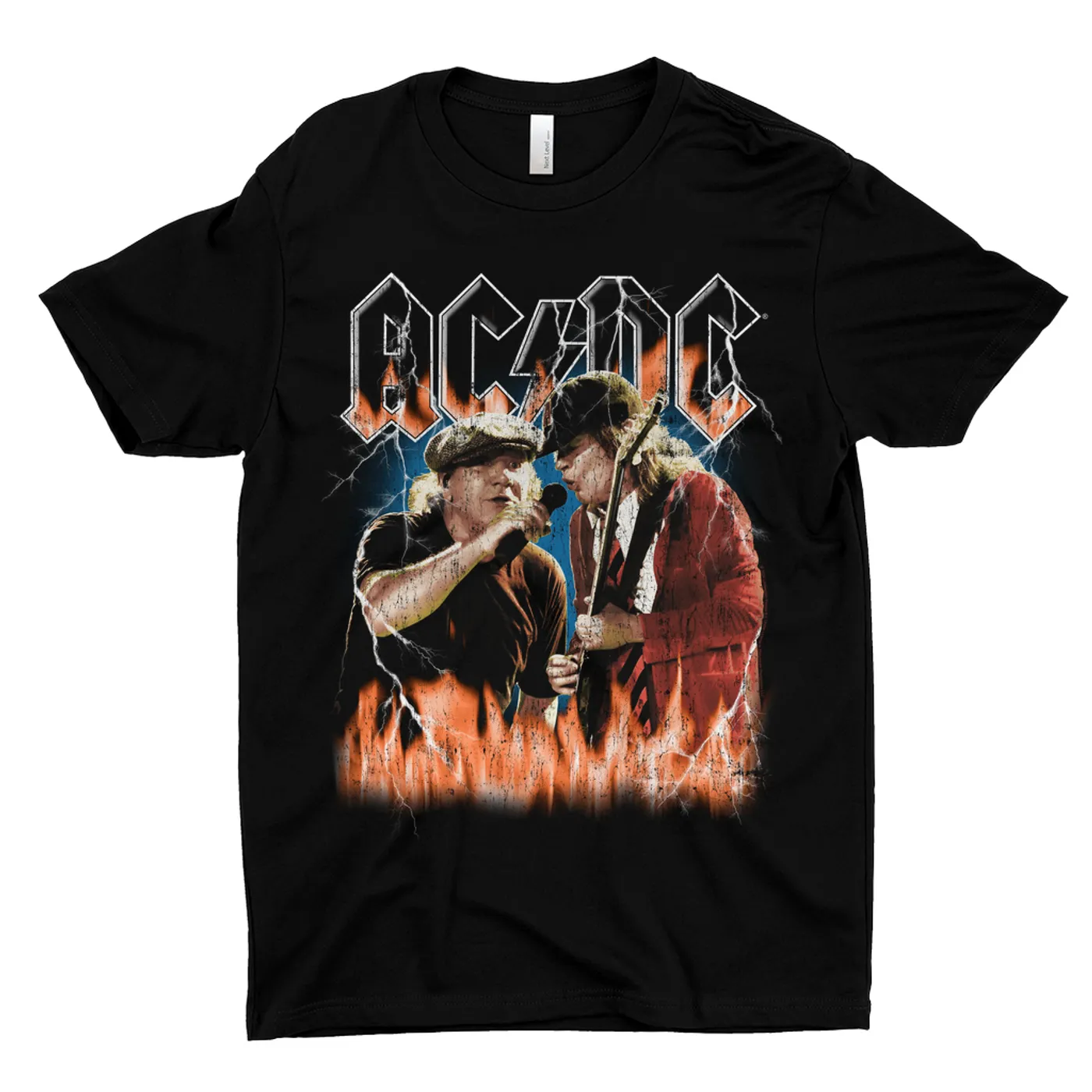 AC/DC T-Shirt | Rock Or Bust Malcolm And Angus In Flames Distressed (Merchbar Exclusive) ACDC Shirt