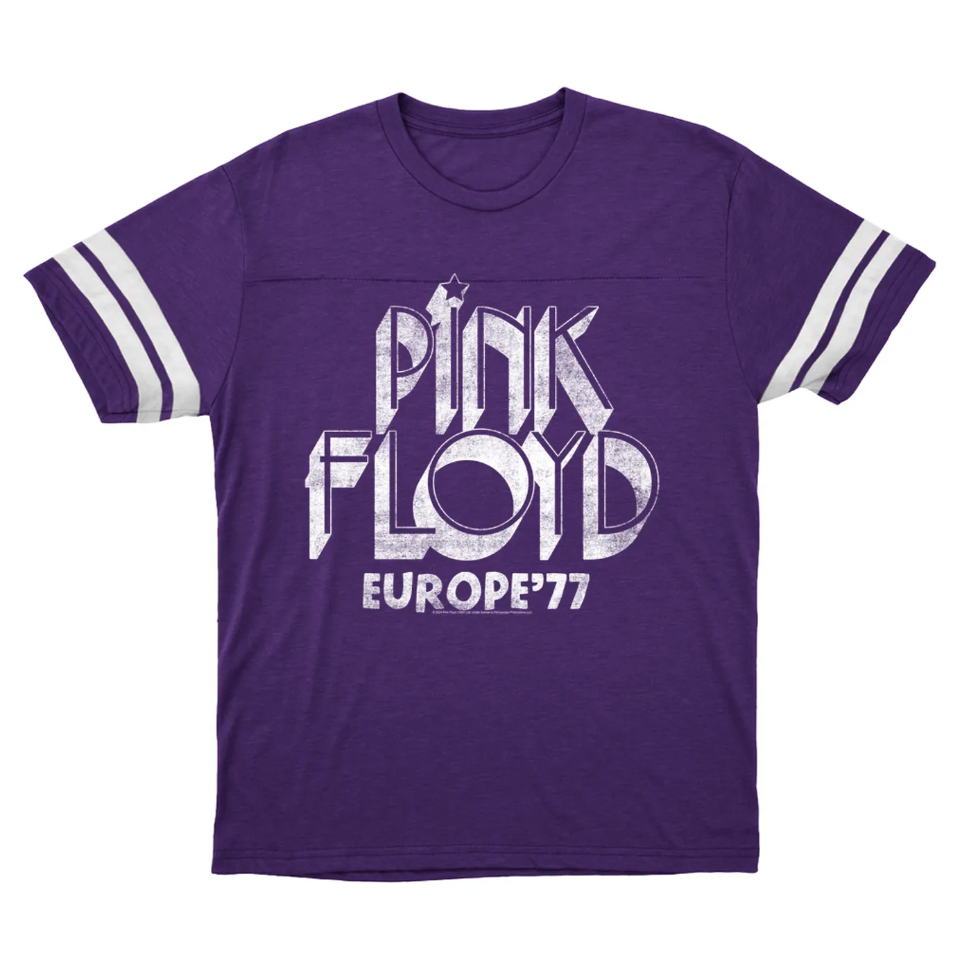 Pink Floyd T-Shirt | White Europe 77 Logo Distressed Pink Floyd Football Shirt