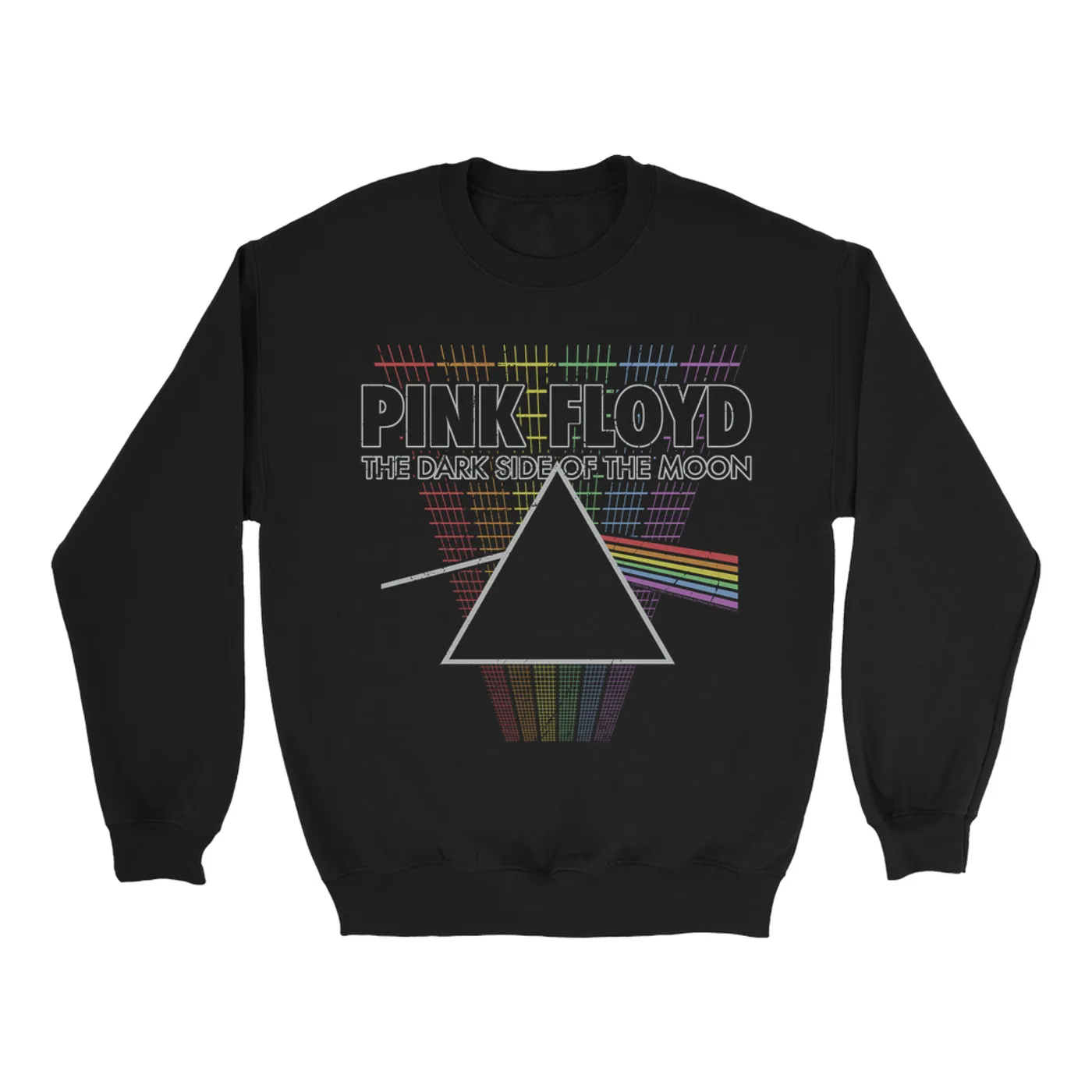 Pink Floyd Sweatshirt | Rainbow Ombre Grid DSOTM Prism Design Pink Floyd Sweatshirt
