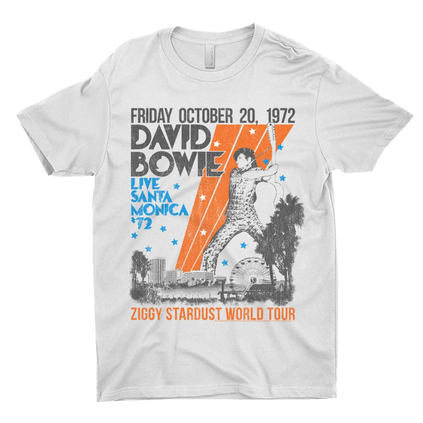 David Bowie T-Shirt | 1972 Santa Monica Civic Auditorium Distressed (Merchbar Exclusive) David Bowie Light Shirt