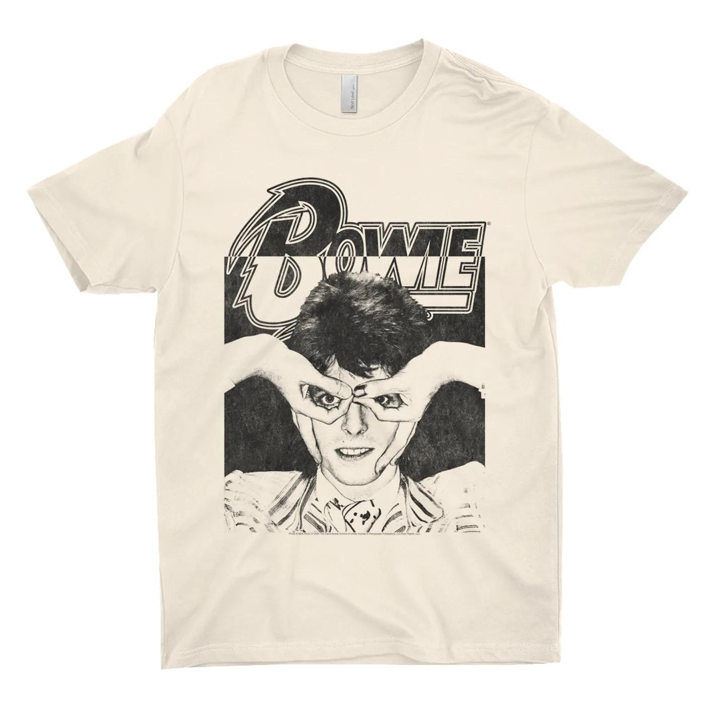 David Bowie T-Shirt | Silly Face Finger Glasses Color Block Distressed (Merchbar Exclusive) David Bowie Light Shirt