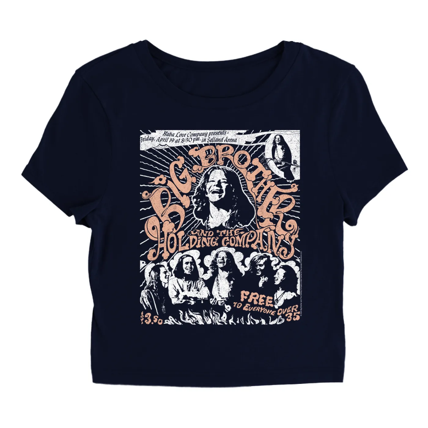 Big Brother & The Holding Company Big Brother and The Holding Co. Women's T-Shirt | Featuring Janis Joplin Fresno Concert Flyer Big Brother and The Holding Co. Baby Tee
