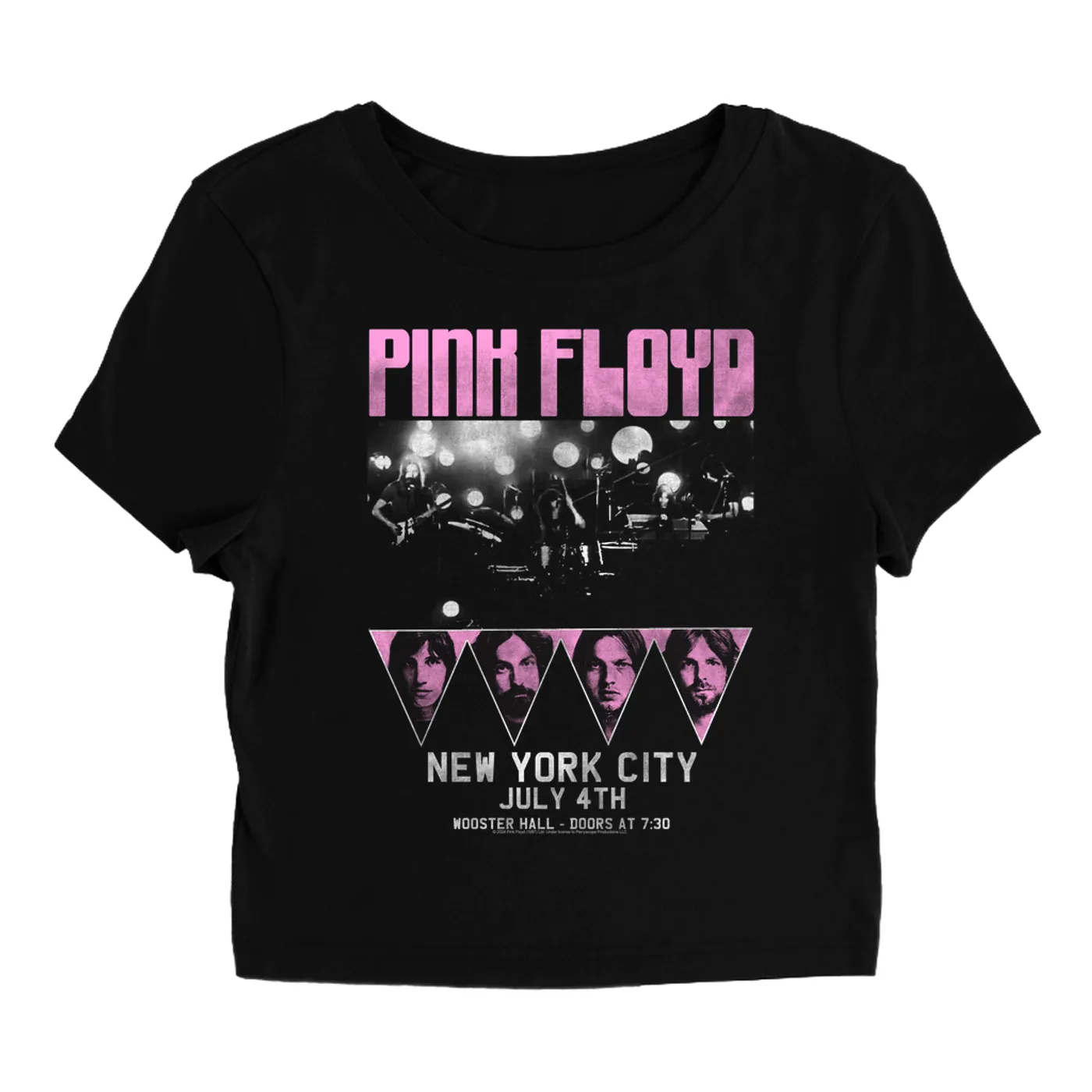 Pink Floyd Women's T-Shirt | New York City 4th Of July Concert Poster Pink Pink Floyd Baby Tee