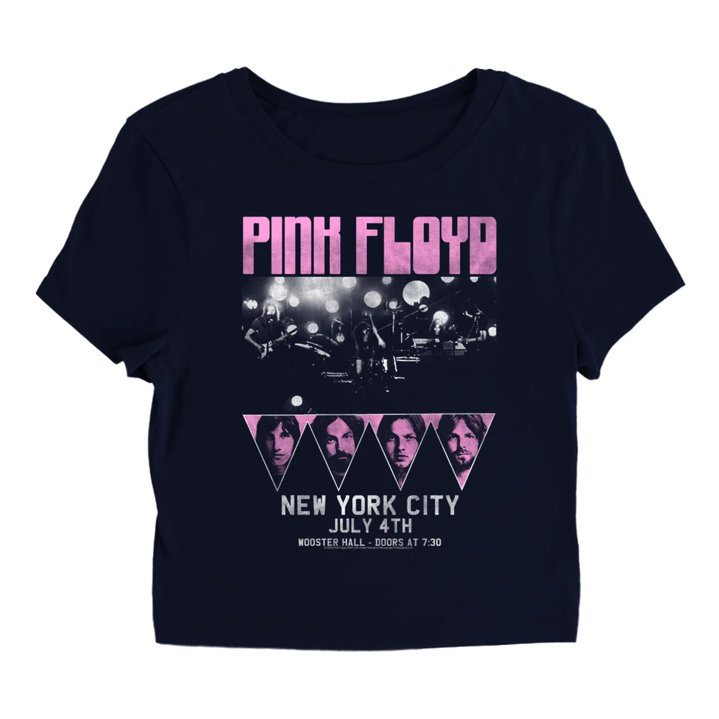 Pink Floyd Women's T-Shirt | New York City 4th Of July Concert Poster Pink Pink Floyd Baby Tee