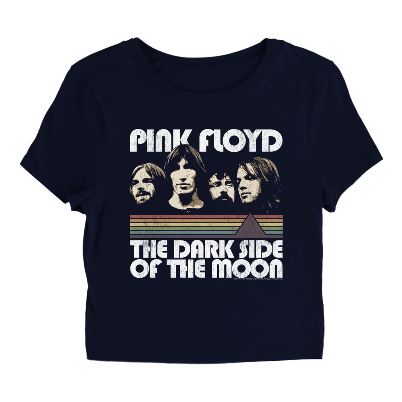 Pink Floyd Women's T-Shirt | Dark Side Of The Moon Retro Design Distressed (Merchbar Exclusive) Pink Floyd Baby Tee