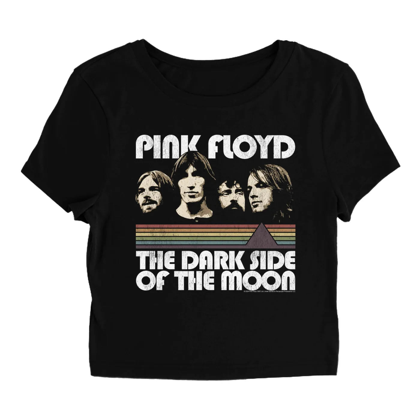 Pink Floyd Women's T-Shirt | Dark Side Of The Moon Retro Design Distressed (Merchbar Exclusive) Pink Floyd Baby Tee