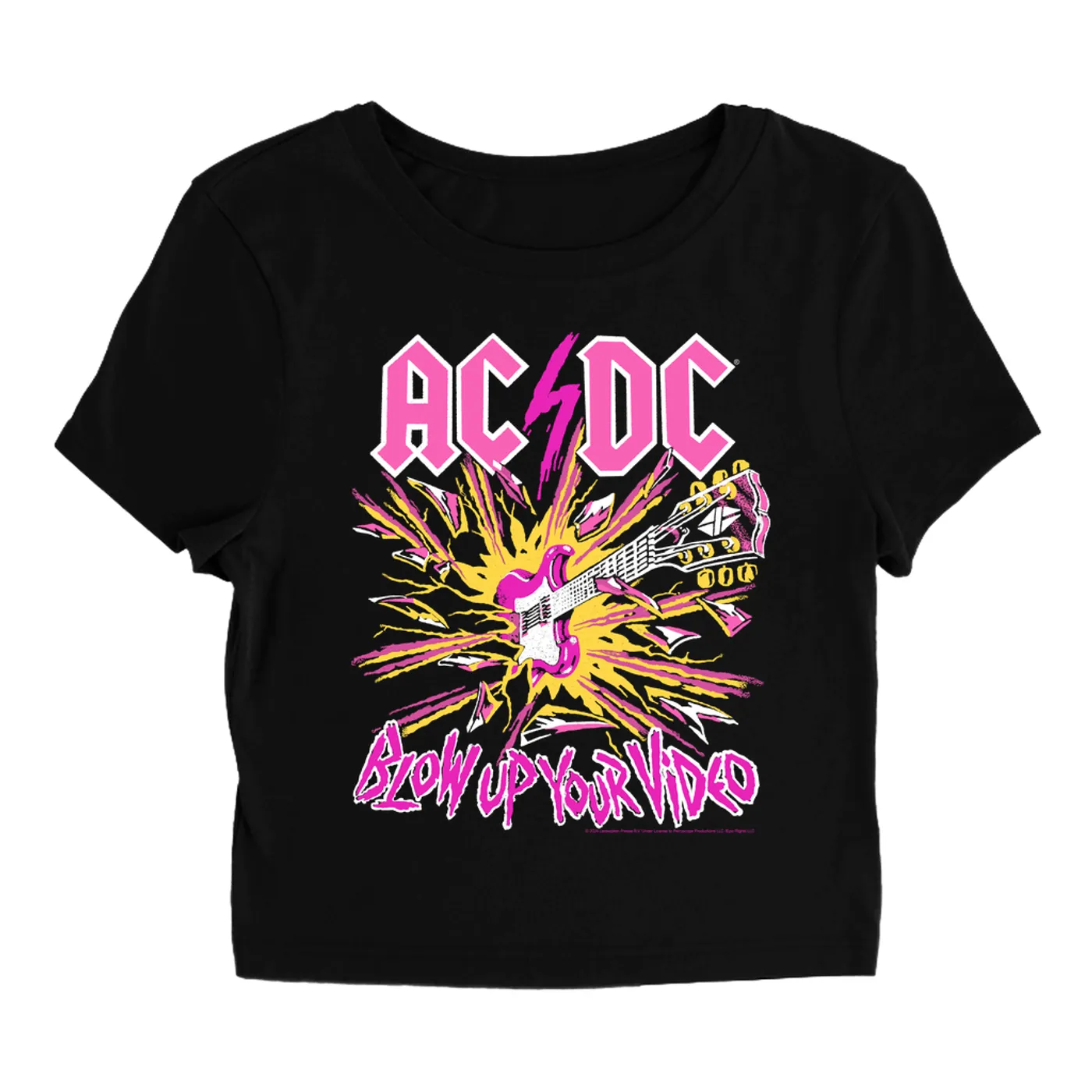 AC/DC Women's T-Shirt | Blow Up Your Video Neon Design ACDC Baby Tee