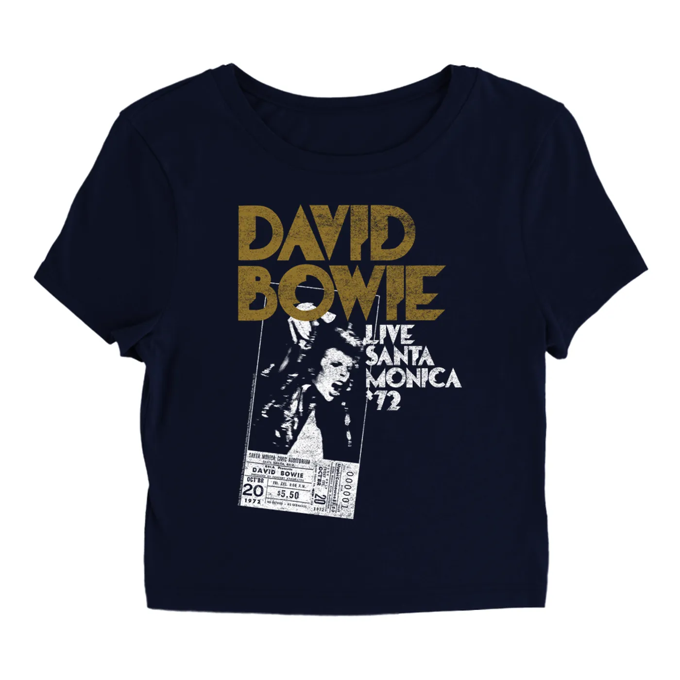 David Bowie Women's T-Shirt | Live At Santa Monica 1972 Concert Ticket Promotion (Merchbar Exclusive) David Bowie Baby Tee