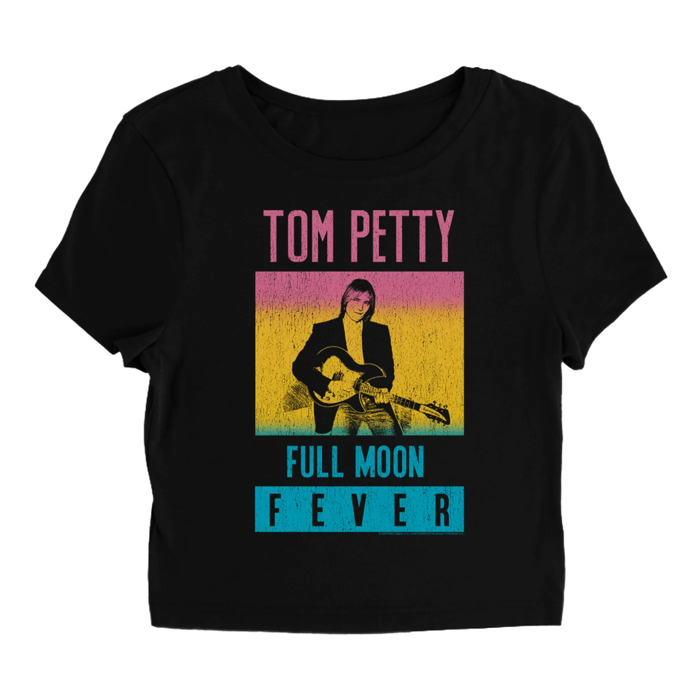 Tom Petty and the Heartbreakers Women's T-Shirt | Full Moon Fever Album Design Distressed Tom Petty Baby Tee
