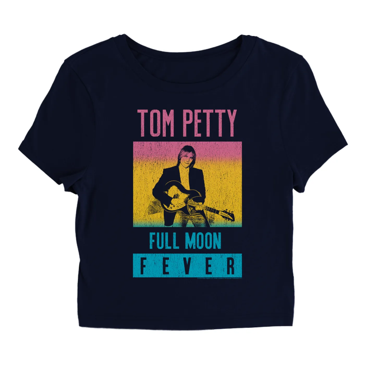 Tom Petty and the Heartbreakers Women's T-Shirt | Full Moon Fever Album Design Distressed Tom Petty Baby Tee