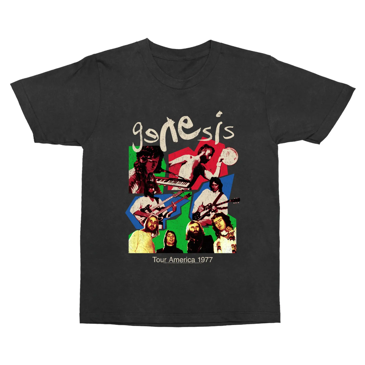 Genesis T-Shirt | Tour America 1977 Colorful Collage Distressed Genesis Vintage Shirt