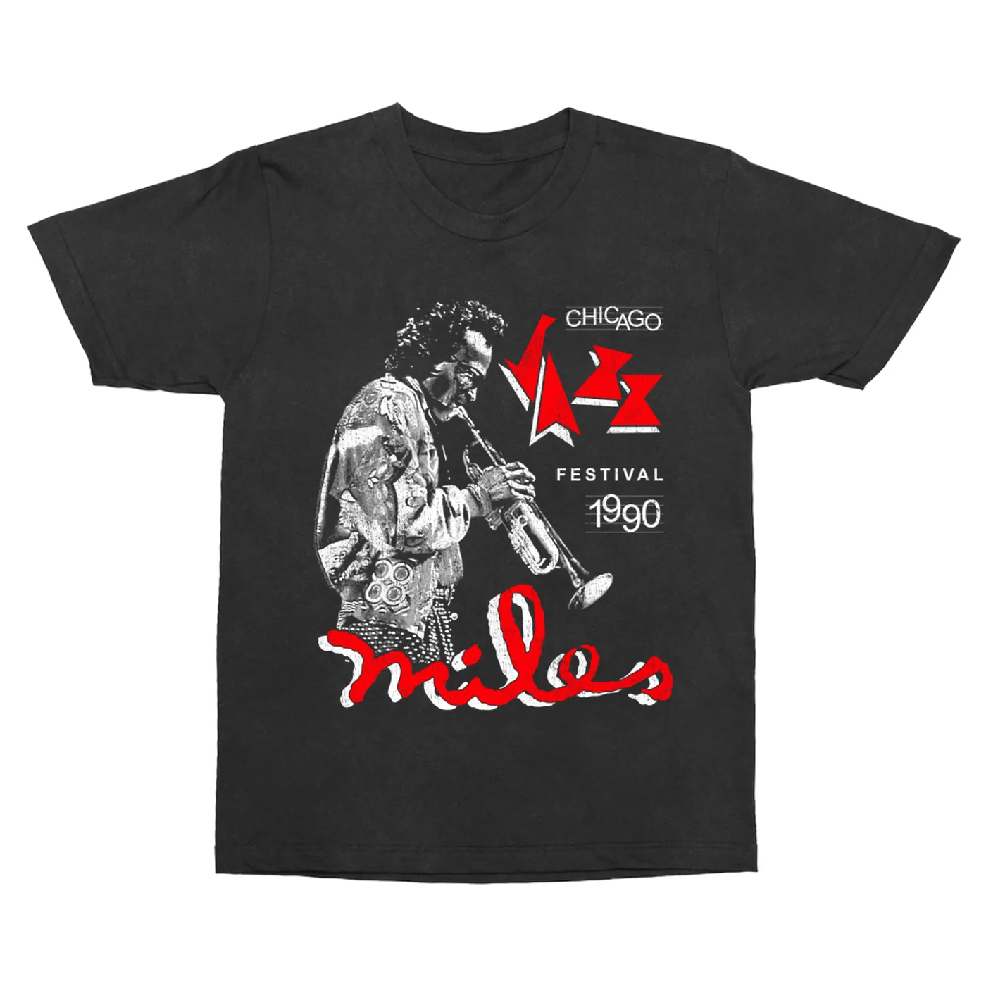 Miles Davis T-Shirt | Chicago Jazz Festival 1990 Distressed (Merchbar Exclusive) Miles Davis Vintage Shirt