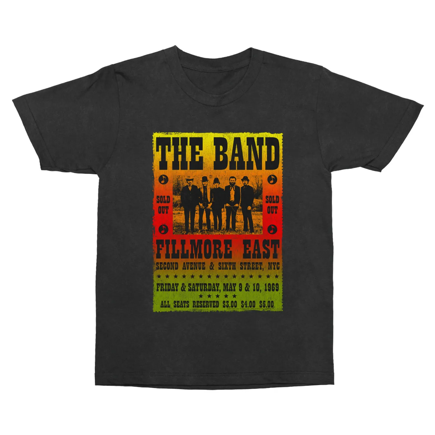 The Band T-Shirt | Fillmore East Ombre Concert Poster Design Distressed (Merchbar Exclusive) The Band Vintage Shirt