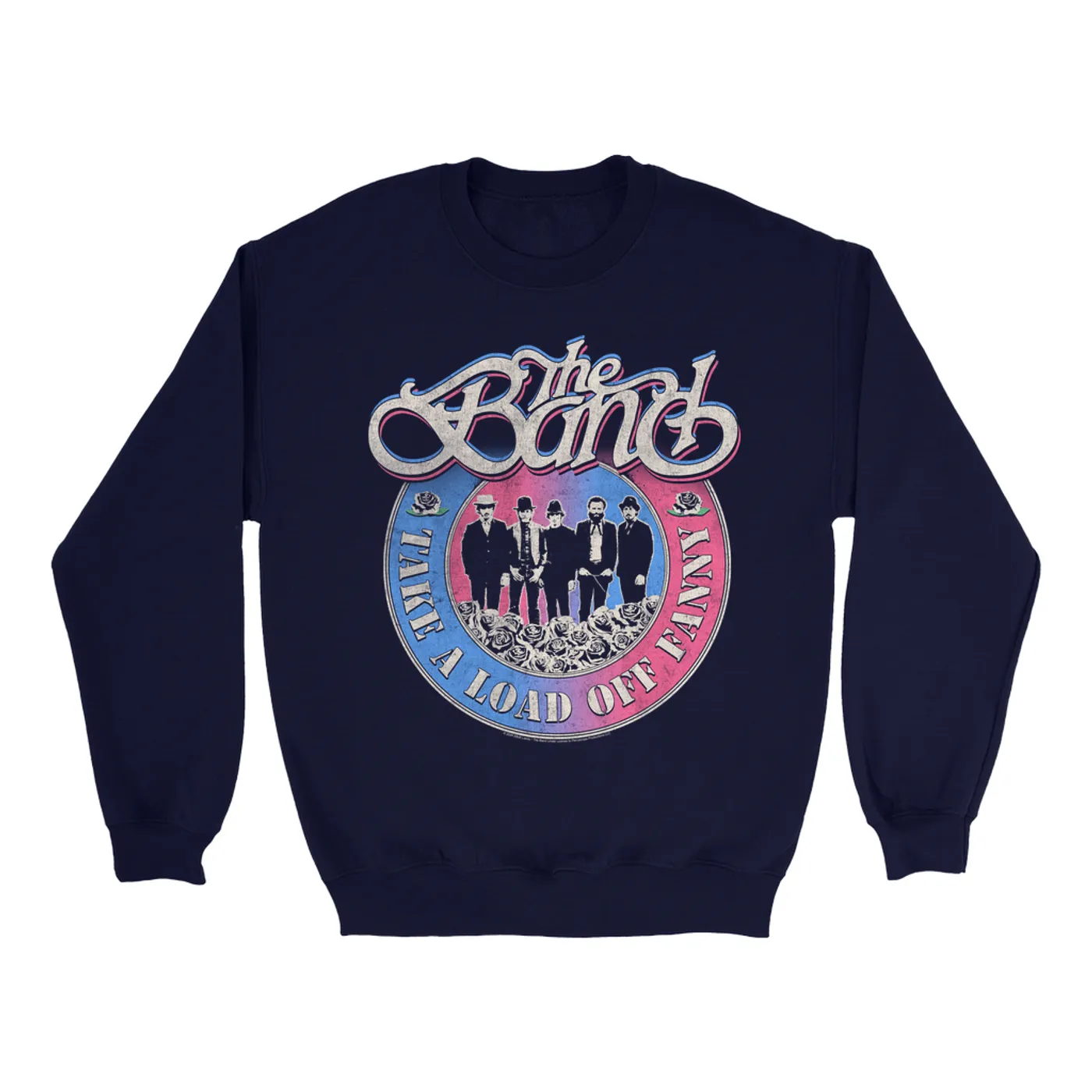 The Band Sweatshirt | Take A Load Off Fanny Blue Pink Ombre Distressed The Band Sweatshirt