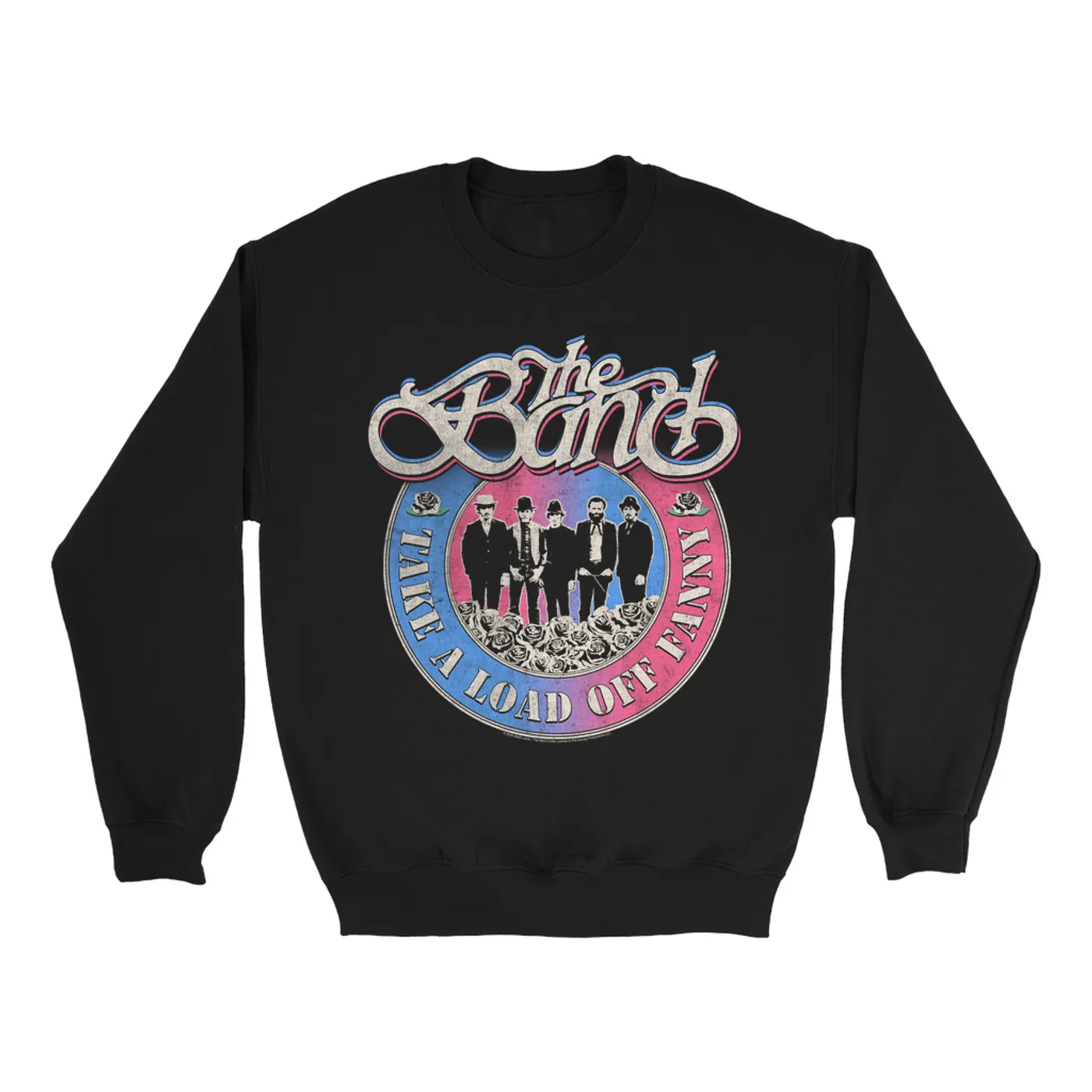 The Band Sweatshirt | Take A Load Off Fanny Blue Pink Ombre Distressed The Band Sweatshirt