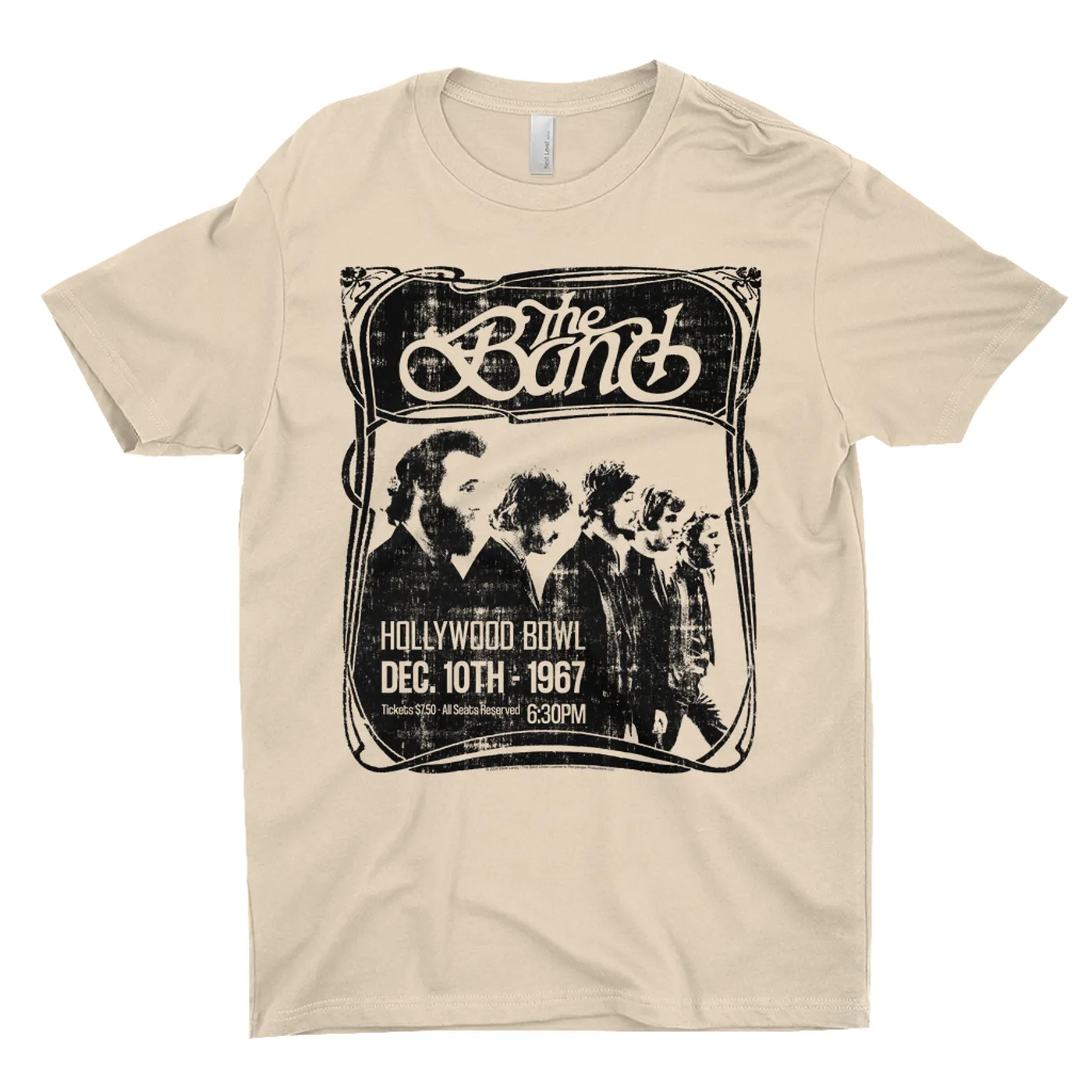 The Band T-Shirt | Hollywood Bowl 1967 Concert Distressed (Merchbar Exclusive) The Band Light Shirt