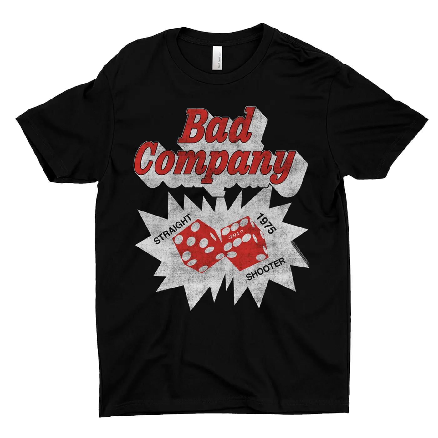 Bad Company T-Shirt | Straight Shooter '75 Dice Distressed Bad Company Dark Shirt