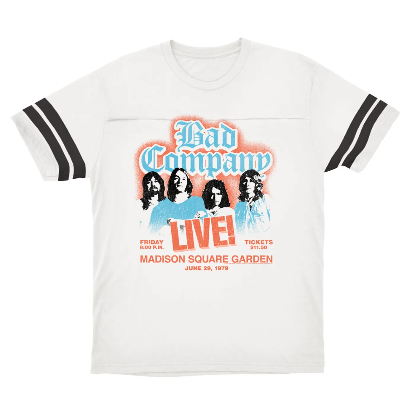 Bad Company T-Shirt | LIVE At Madison Square Garden Concert Distressed (Merchbar Exclusive) Bad Company Football Shirt