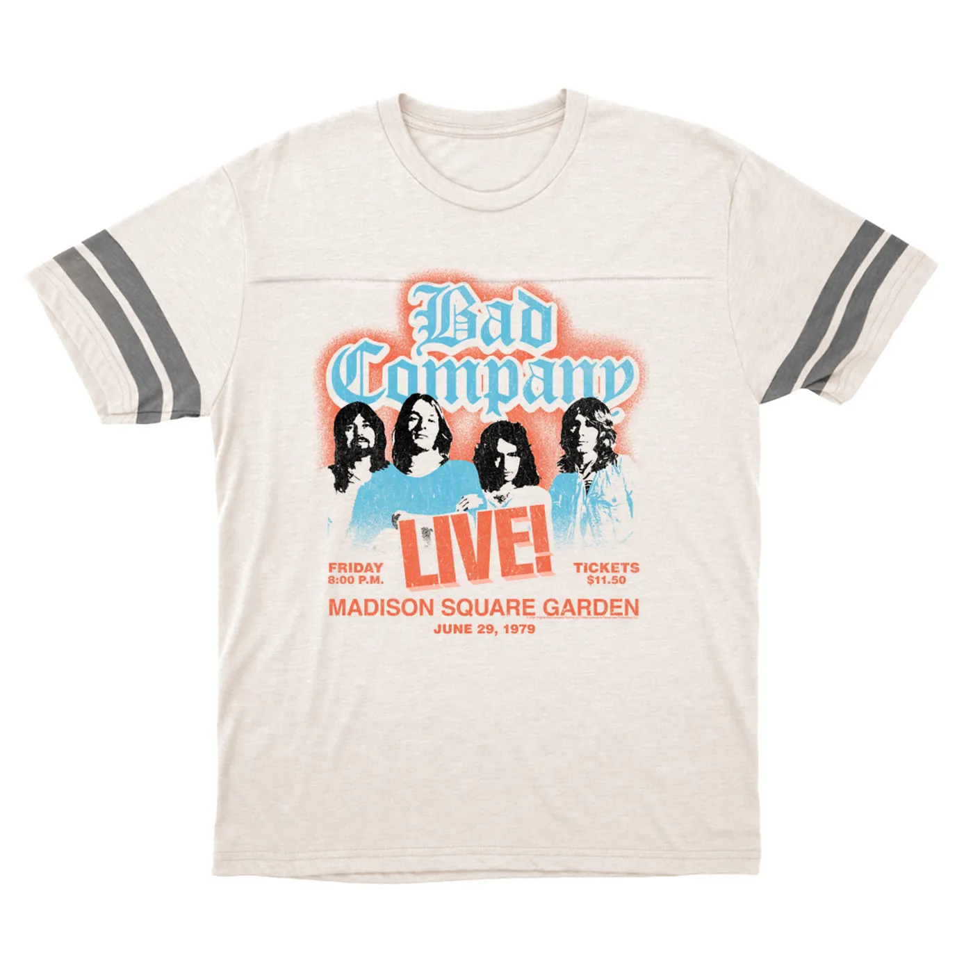 Bad Company T-Shirt | LIVE At Madison Square Garden Concert Distressed (Merchbar Exclusive) Bad Company Football Shirt