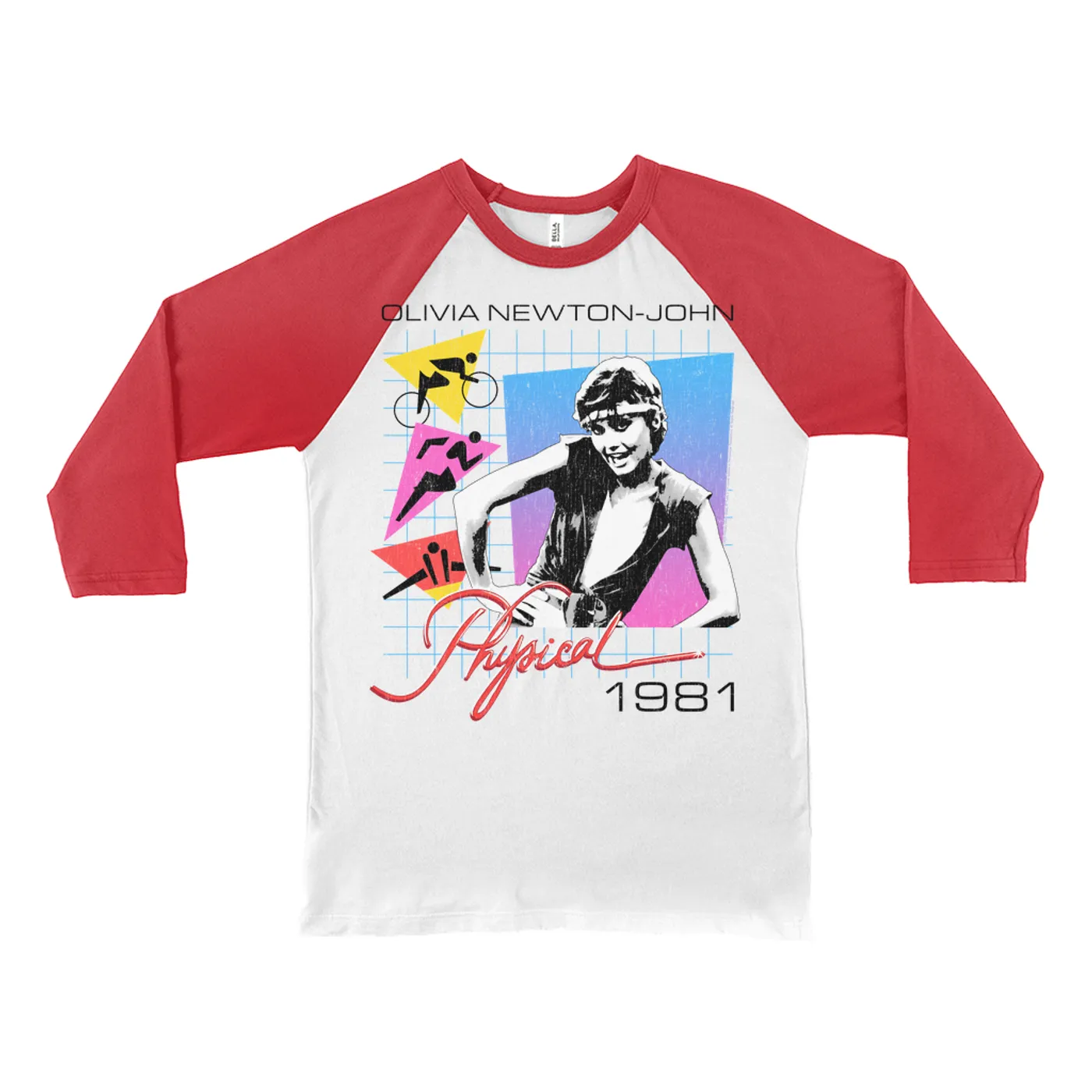 Olivia Newton-John 3/4 Sleeve Baseball Tee | Let's Get Physical 1981 (Merchbar Exclusive) Olivia Newton John Shirt