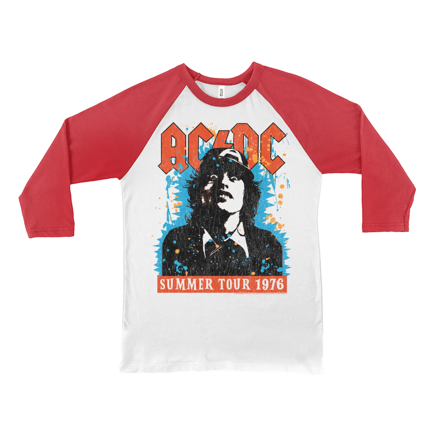 AC/DC 3/4 Sleeve Baseball Tee | Lock Up Your Daughters Splatter Design (Merchbar Exclusive) Shirt