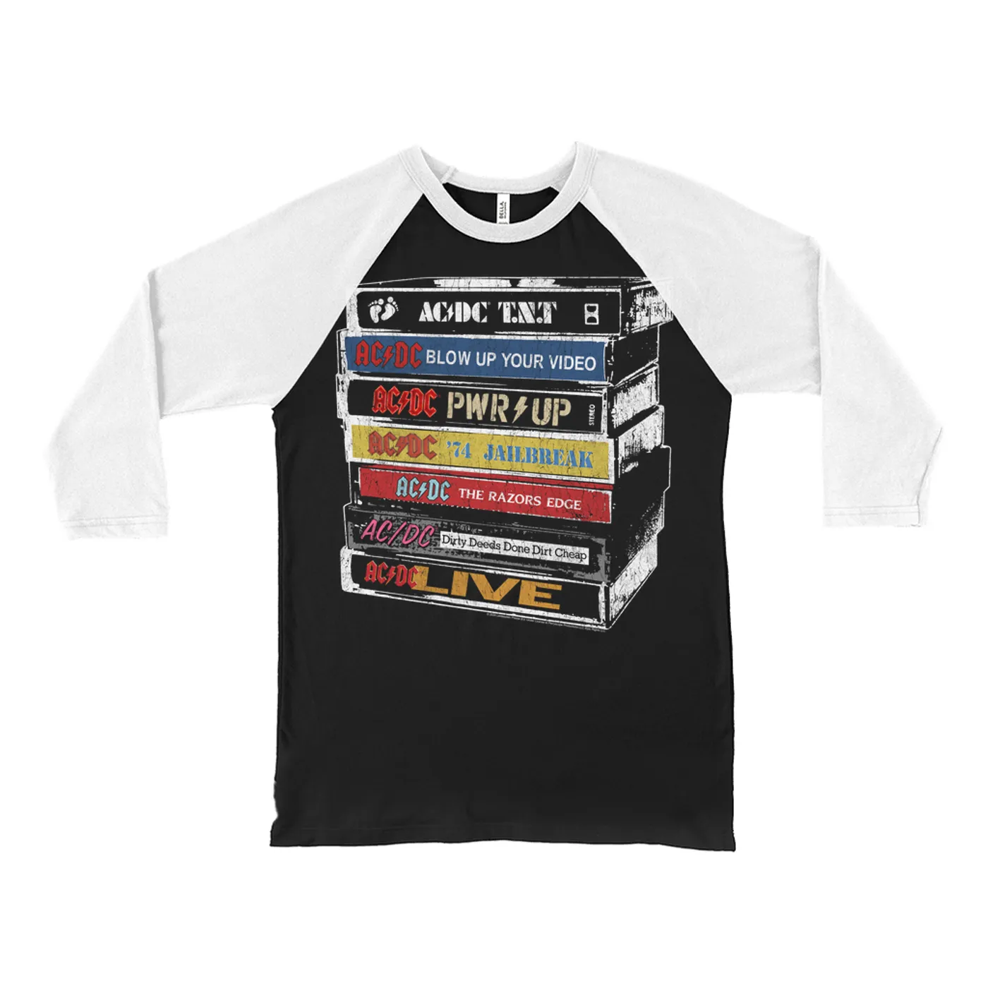 AC/DC 3/4 Sleeve Baseball Tee | Stacked Tapes (Merchbar Exclusive) Shirt