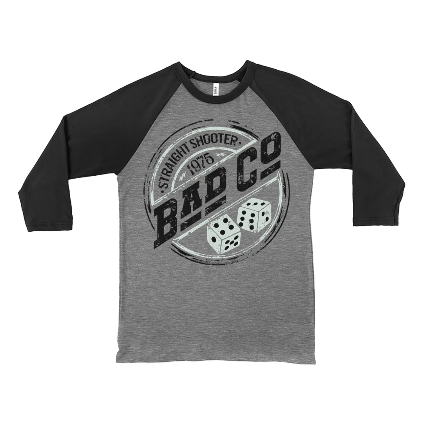 Bad Company 3/4 Sleeve Baseball Tee | Straight Shooter 1975 Circle Logo Distressed Bad Company Shirt